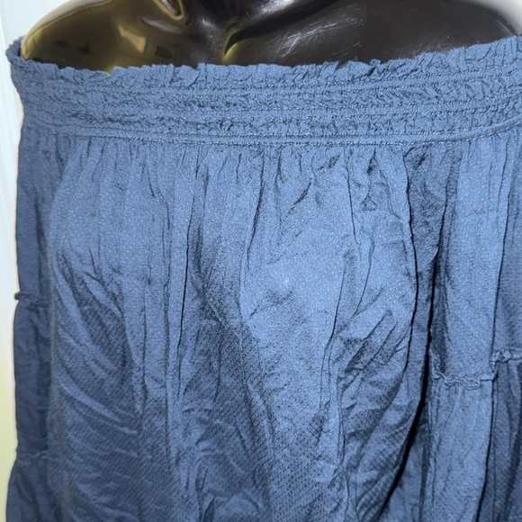 Free People Navy Blue Free Spirit Off Shoulder Bell Sleeve Boho Oversized Crop - Picture 6 of 11